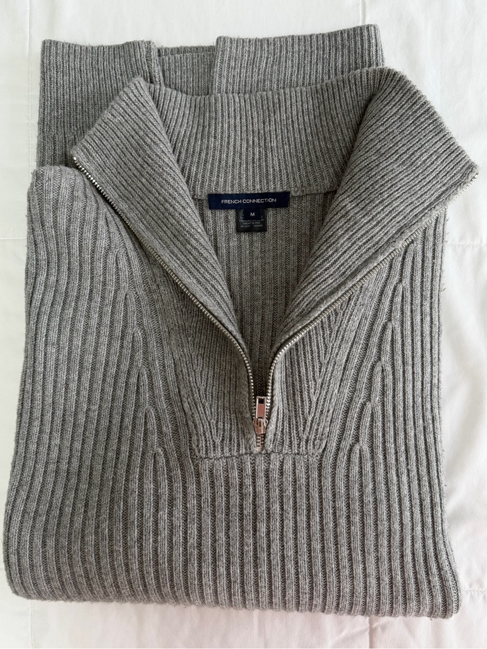 French Connection Lana Ribbed Quarter-Zip Sweater Dress, Size Medium